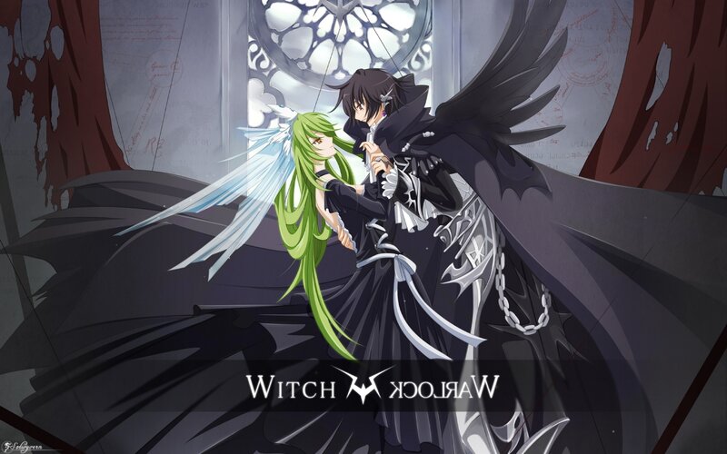 Two Anime Characters Embracing — Black, Dramatic