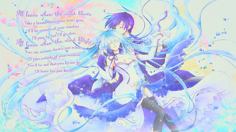 Two Anime Characters Embracing — Blue, Dreamy, Digital Art