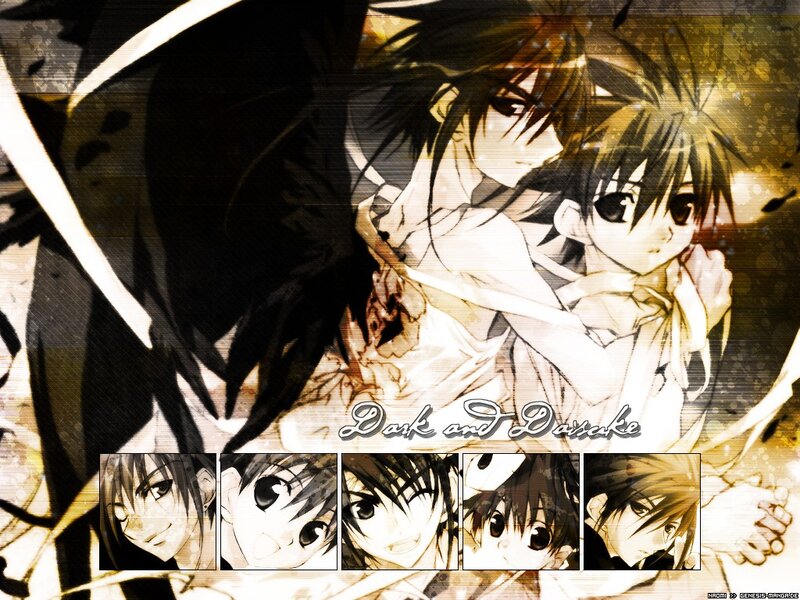 Two Anime Characters Embracing — Brown, Dramatic, Manga