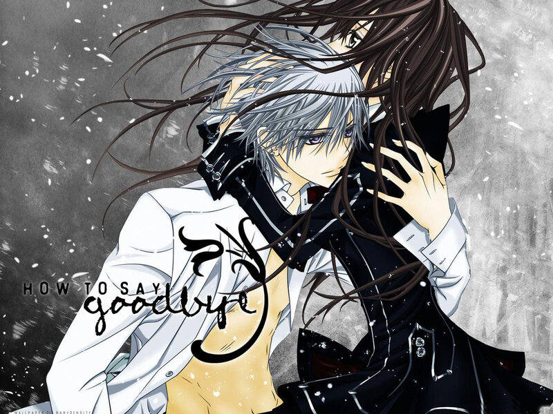 Two Anime Characters Embracing — Gray