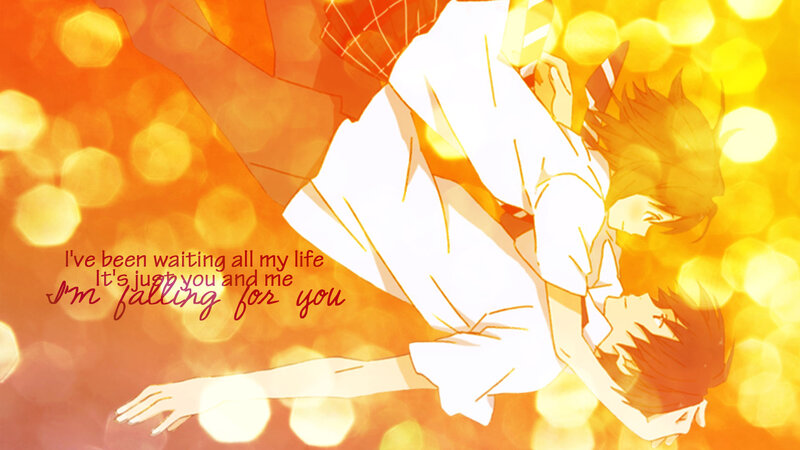 Two Anime Characters Embracing — Orange, Romantic