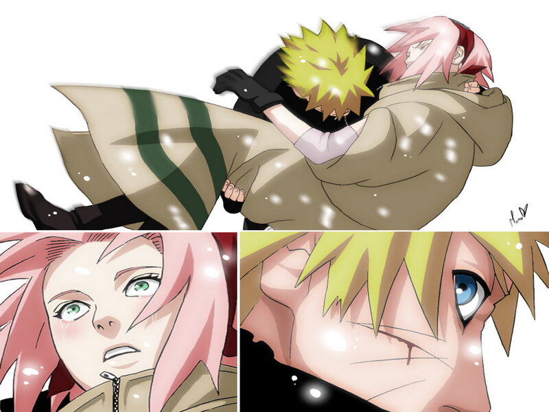 Two Anime Characters Embracing — Pink, Dramatic