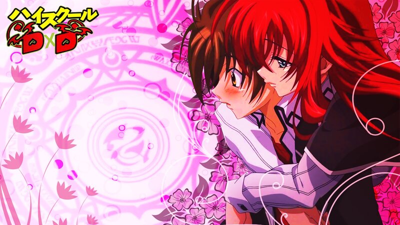 Two Anime Characters Embracing — Pink, Romantic, Flowers