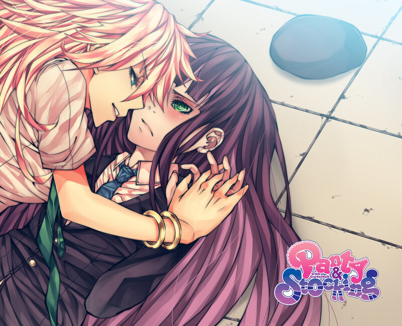 Two Anime Characters Embracing — Purple, Dramatic, Manga