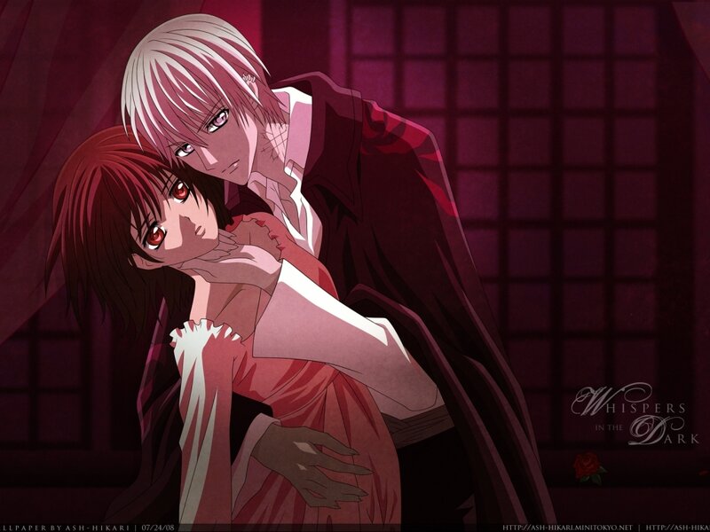 Two Anime Characters Embracing — Purple, Dramatic, Night