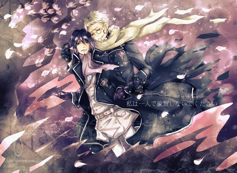 Two Anime Characters Embracing — Purple, Dramatic, Spring