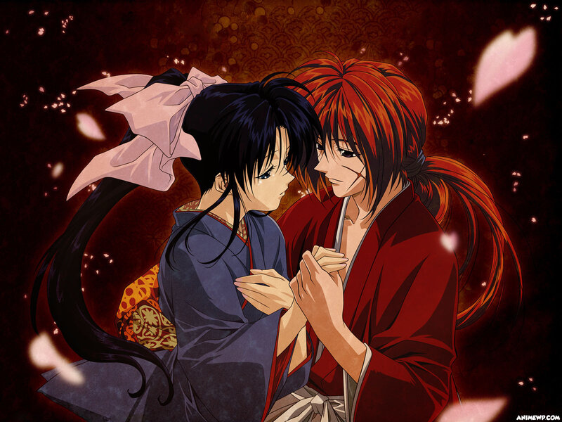 Two Anime Characters Embracing — Red, Intimate