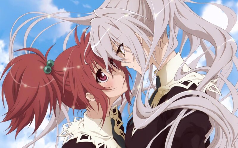 Two Anime Characters Embracing — Red, Romantic