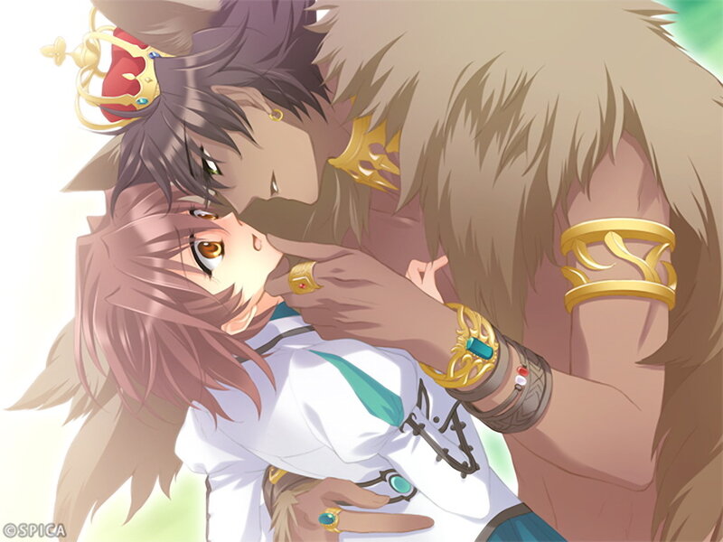 Two Anime Characters Embracing — White, Intimate, Crown