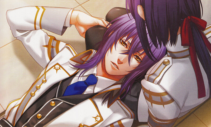 Two Anime Characters Embracing — White, Intimate, Uniforms