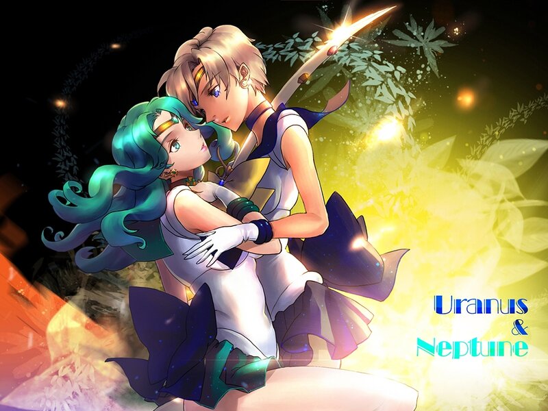 Two Anime Characters Embracing — Yellow, Dramatic, Night