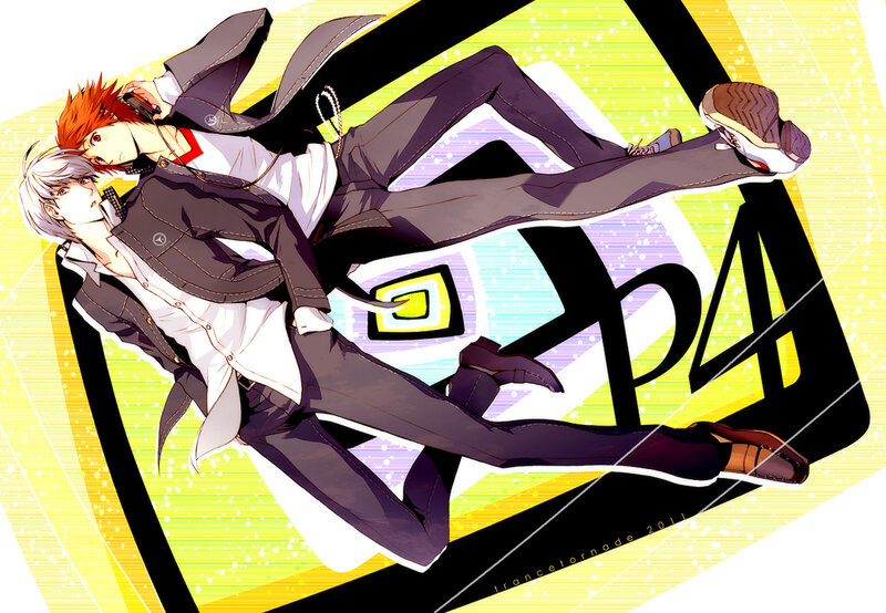 Two Anime Characters Embracing — Yellow, Dynamic