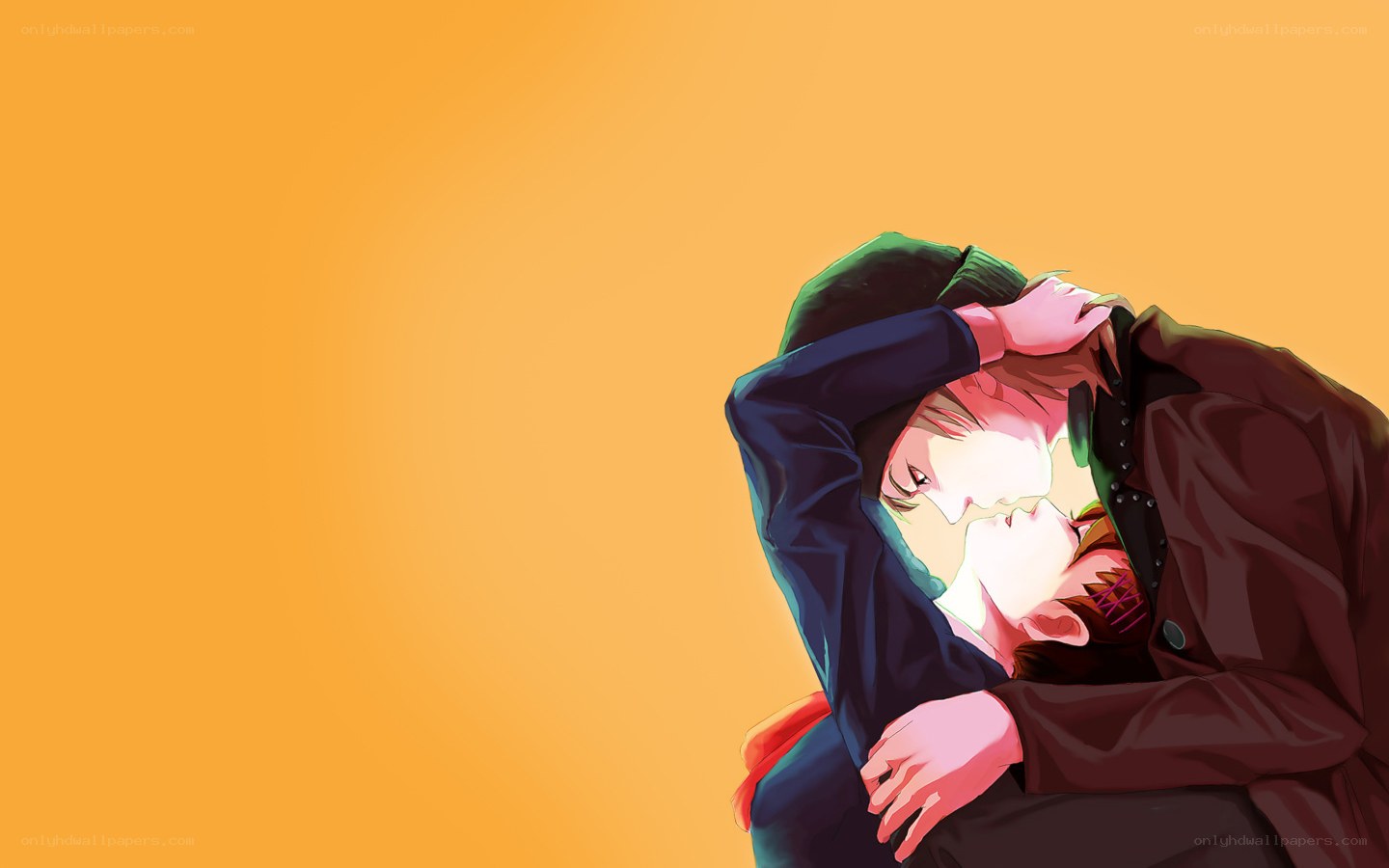 two anime characters embracing
