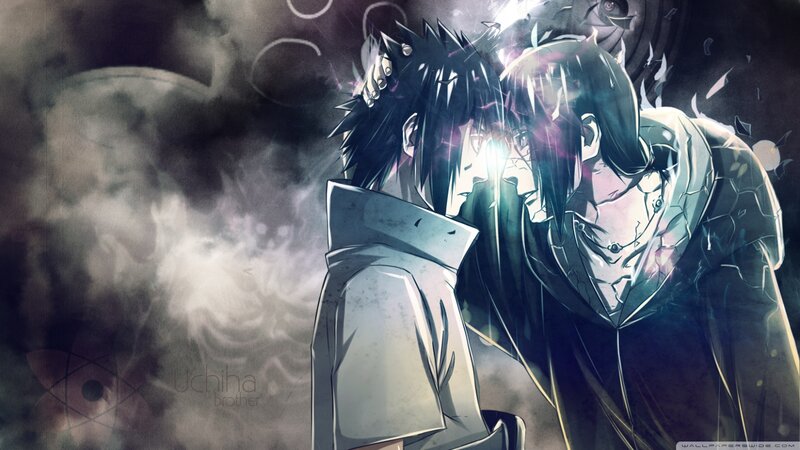 Two Anime Characters Facing — Black, Dramatic, Smoke