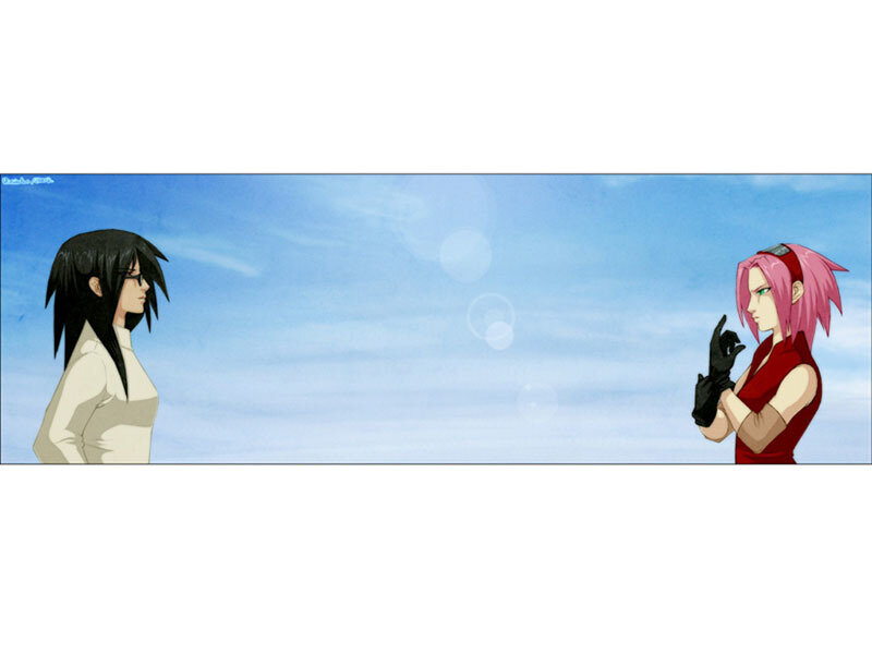 Two Anime Characters Facing — Blue, Calm