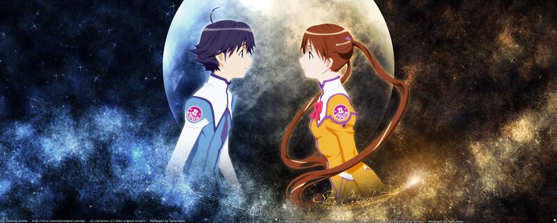Two Anime Characters Facing — Blue, Dramatic, Night, Space