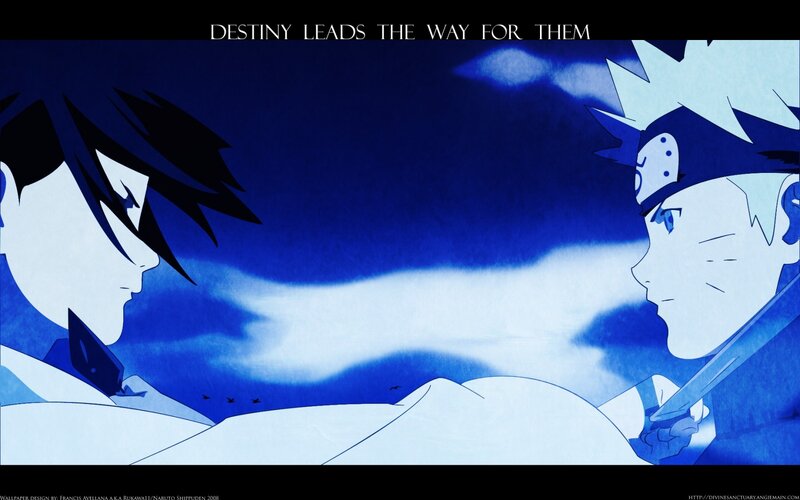 Two Anime Characters Facing — Blue, Dramatic, Night, Sword