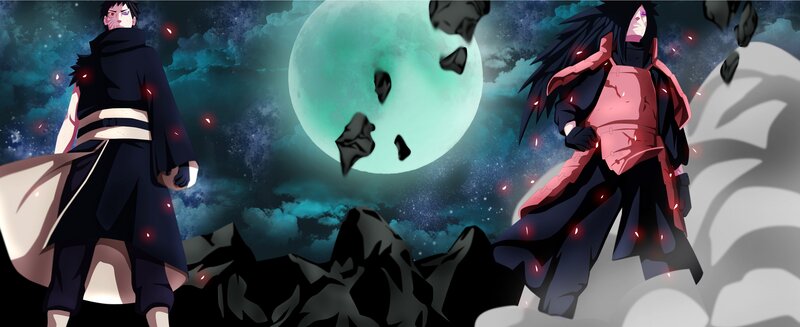 Two Anime Characters Facing — Blue, Dramatic, Night