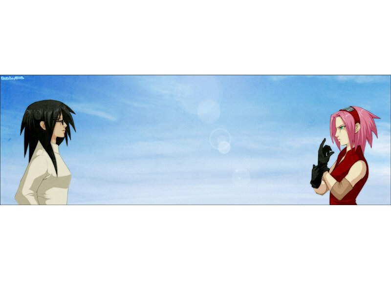 Two Anime Characters Facing — Blue