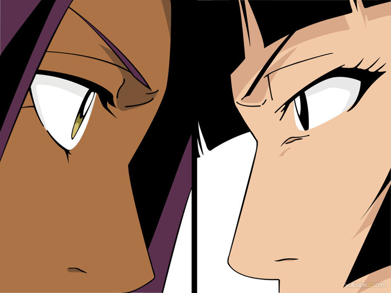Two Anime Characters Facing — Brown, Intense
