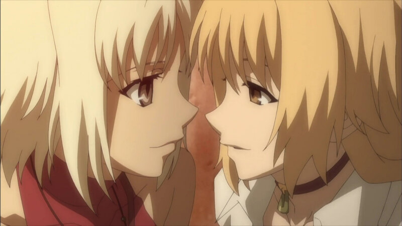 two anime characters facing each other