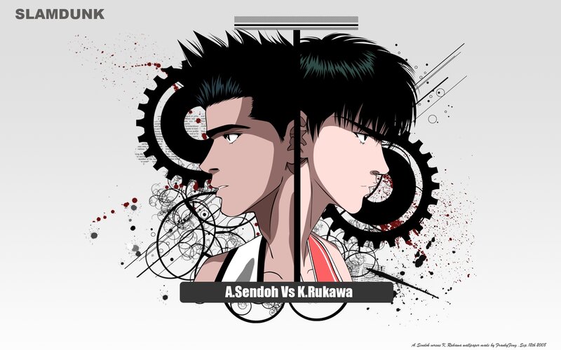 Two Anime Characters Facing Each Other — Black, Dramatic