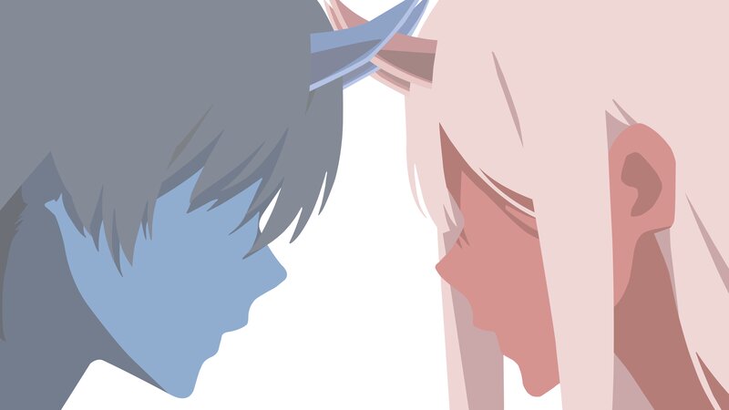 Two Anime Characters Facing — Gray, Intimate