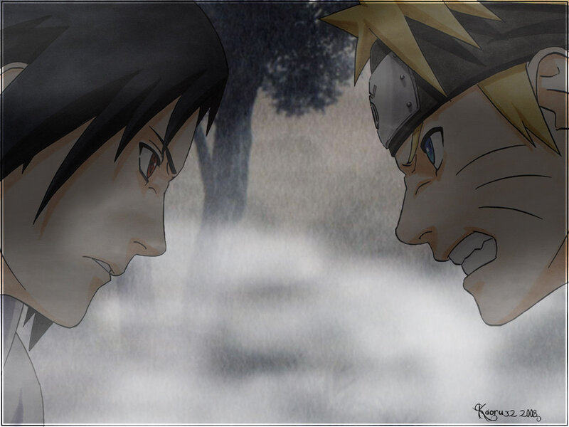 Two Anime Characters Facing — Gray