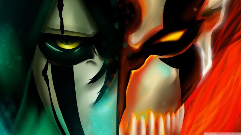 Two Anime Characters Facing — Green, Dramatic