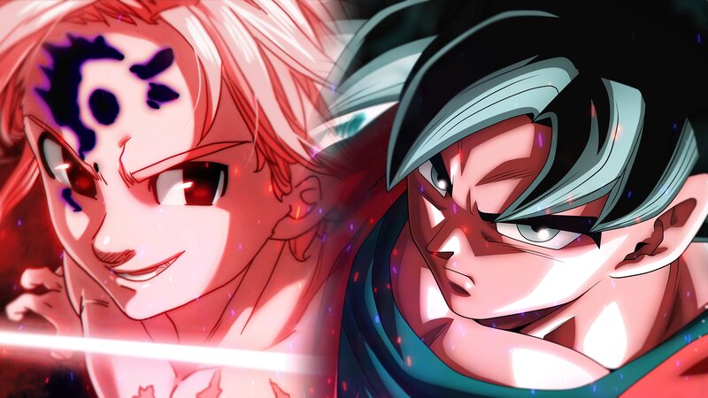 Two Anime Characters Facing Off — Red, Dramatic, Digital Art