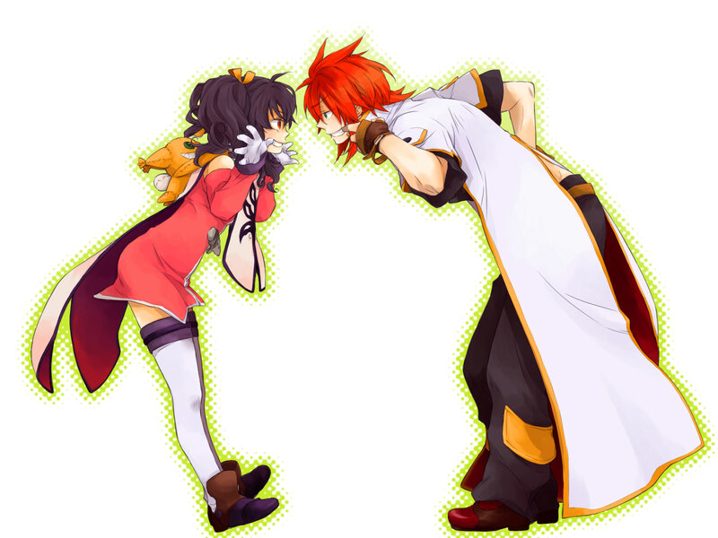 Two anime characters facing off