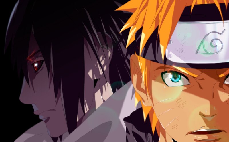 Two Anime Characters Facing — Orange, Dramatic