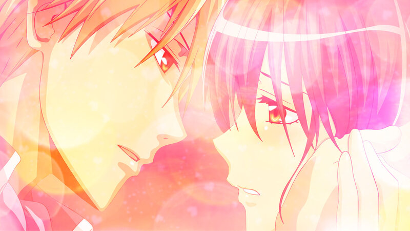 Two Anime Characters Facing — Pink