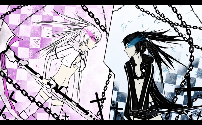 Two Anime Characters Facing — Purple, Dramatic, Chains