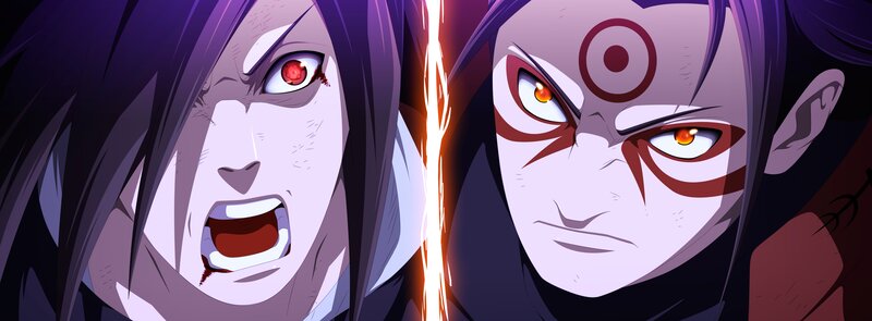 Two Anime Characters Facing — Purple, Dramatic, Eyes