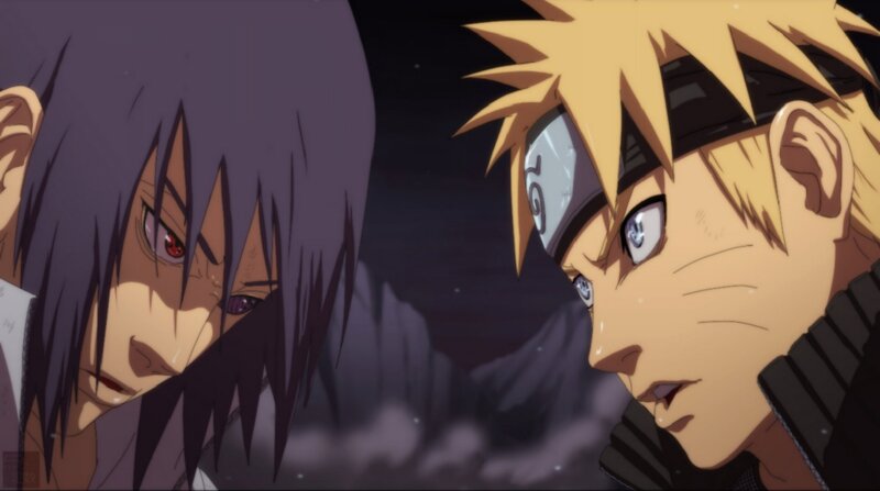 Two Anime Characters Facing — Purple, Dramatic, Night, Headband