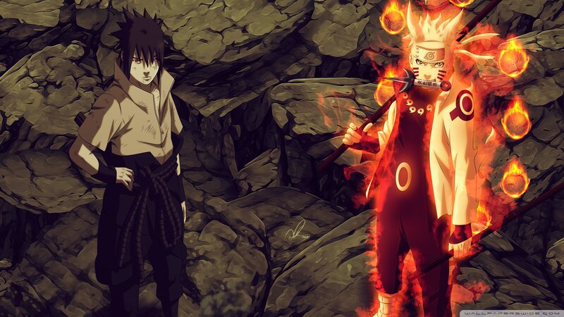 Two Anime Characters Facing — Red, Dramatic, Fire