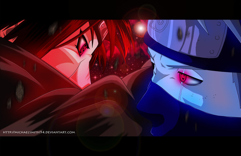 Two Anime Characters Facing — Red, Dramatic, Red Eyes