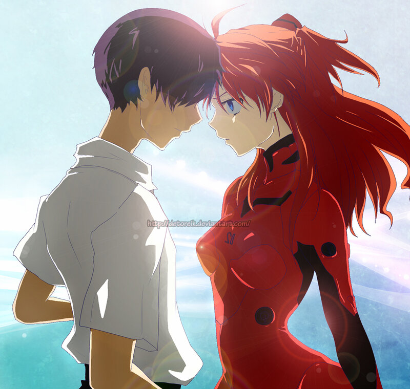 Two Anime Characters Facing — Red, Dramatic, Red Hair
