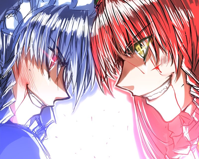 Two Anime Characters Facing — Red