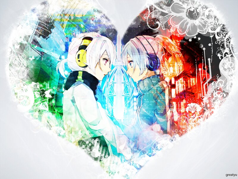 Two Anime Characters Facing — White, Dreamy