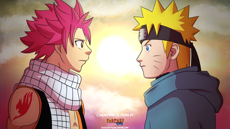 Two Anime Characters Facing — Yellow, Dramatic, Sunset