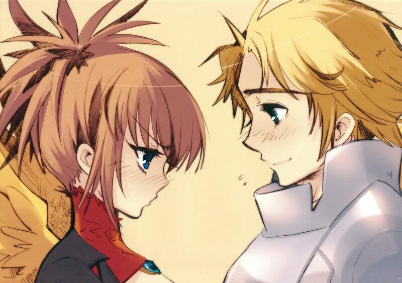 Two Anime Characters Facing — Yellow, Intense, Manga