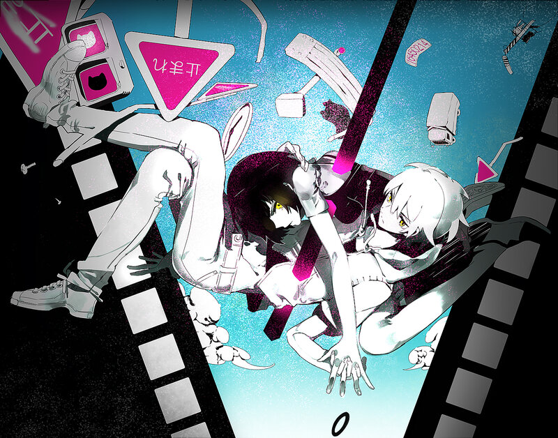 Two Anime Characters Falling — Blue, Chaotic