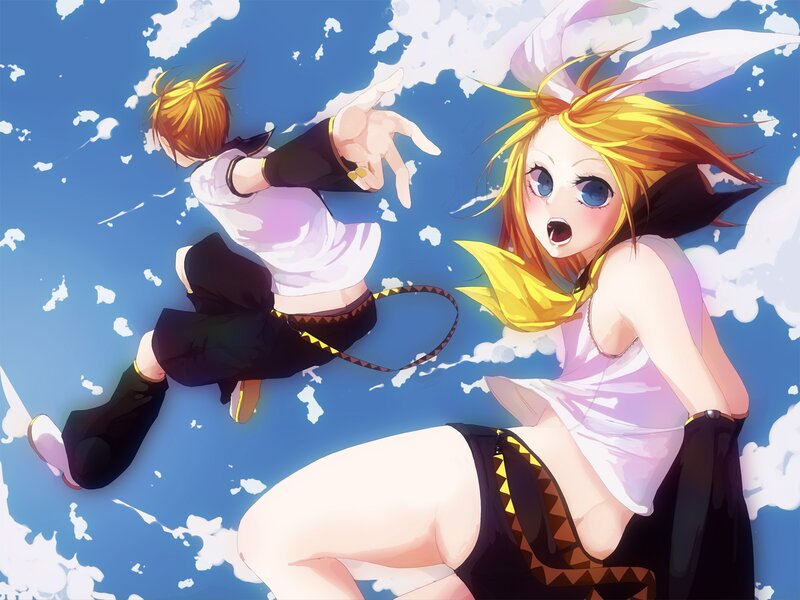 Two Anime Characters Falling — Blue, Dynamic