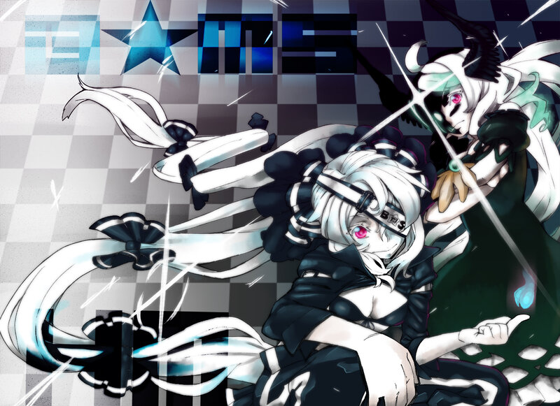 Two Anime Characters Fighting — Black, Dramatic, Digital Art