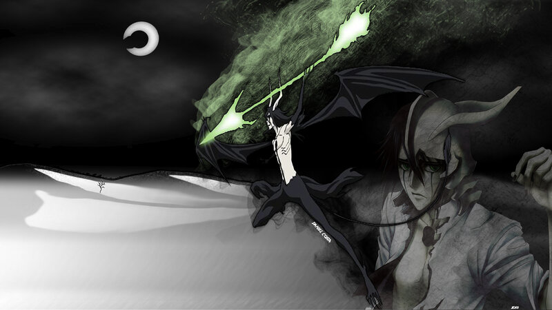 Two Anime Characters Fighting — Black, Dramatic, Night, Wings