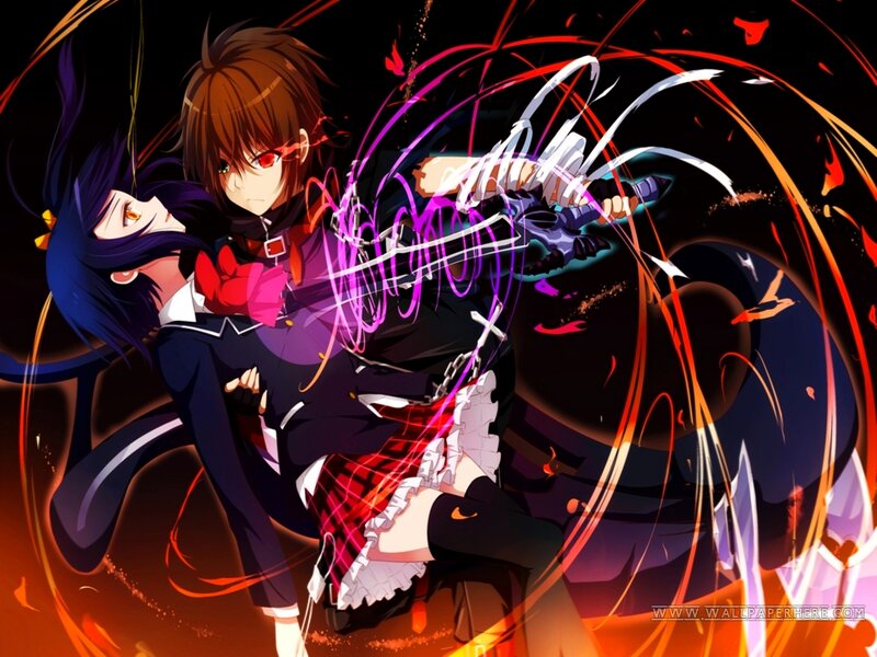 Two Anime Characters Fighting — Black, Dramatic, Sword, Chains