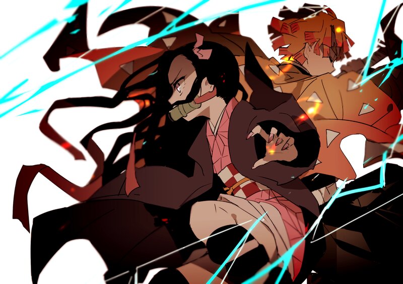 Two Anime Characters Fighting — Black, Dramatic, Sword, Energy Blades