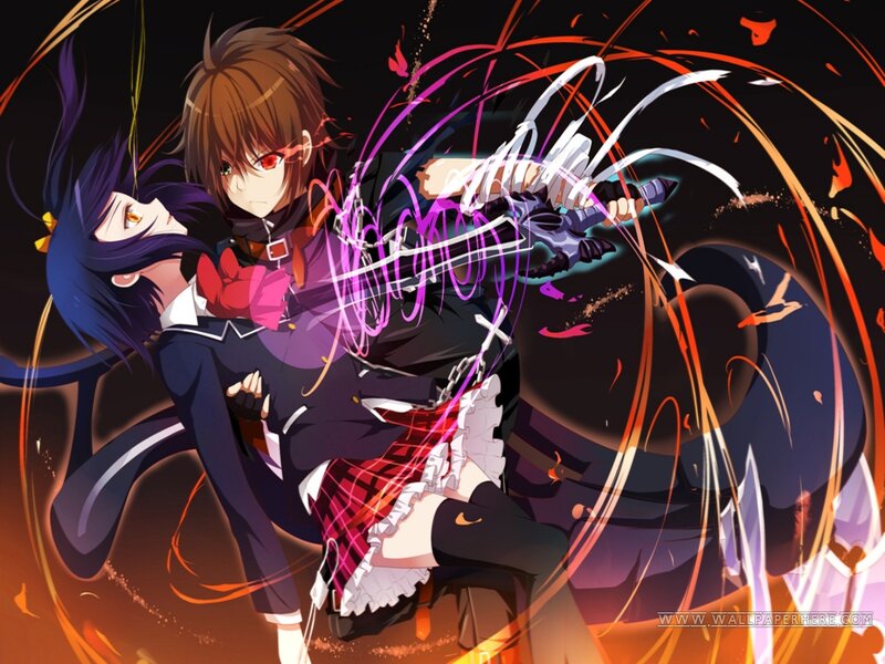 Two Anime Characters Fighting — Black, Dramatic, Sword, Energy Effects